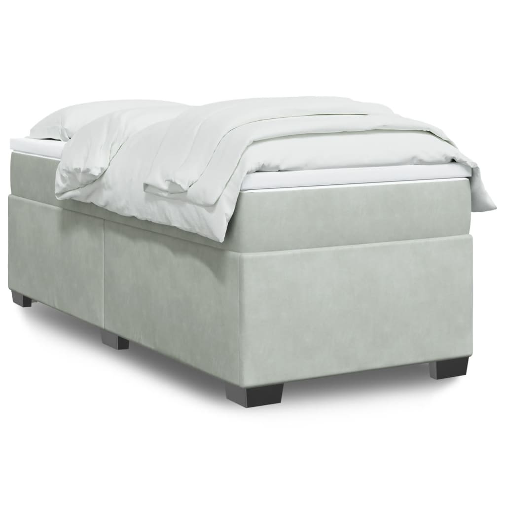 Boxspring met matras fluweel lichtgrijs 90x190 cm Bedden & bedframes | Creëer jouw Trendy Thuis | Gratis bezorgd & Retour | Trendy.nl