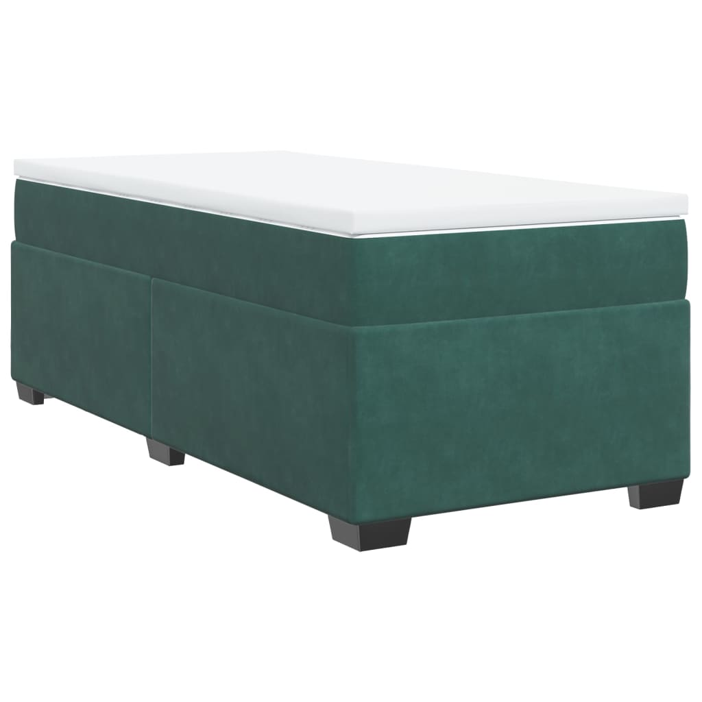 Boxspring met matras fluweel donkergroen 90x190 cm Bedden & bedframes | Creëer jouw Trendy Thuis | Gratis bezorgd & Retour | Trendy.nl