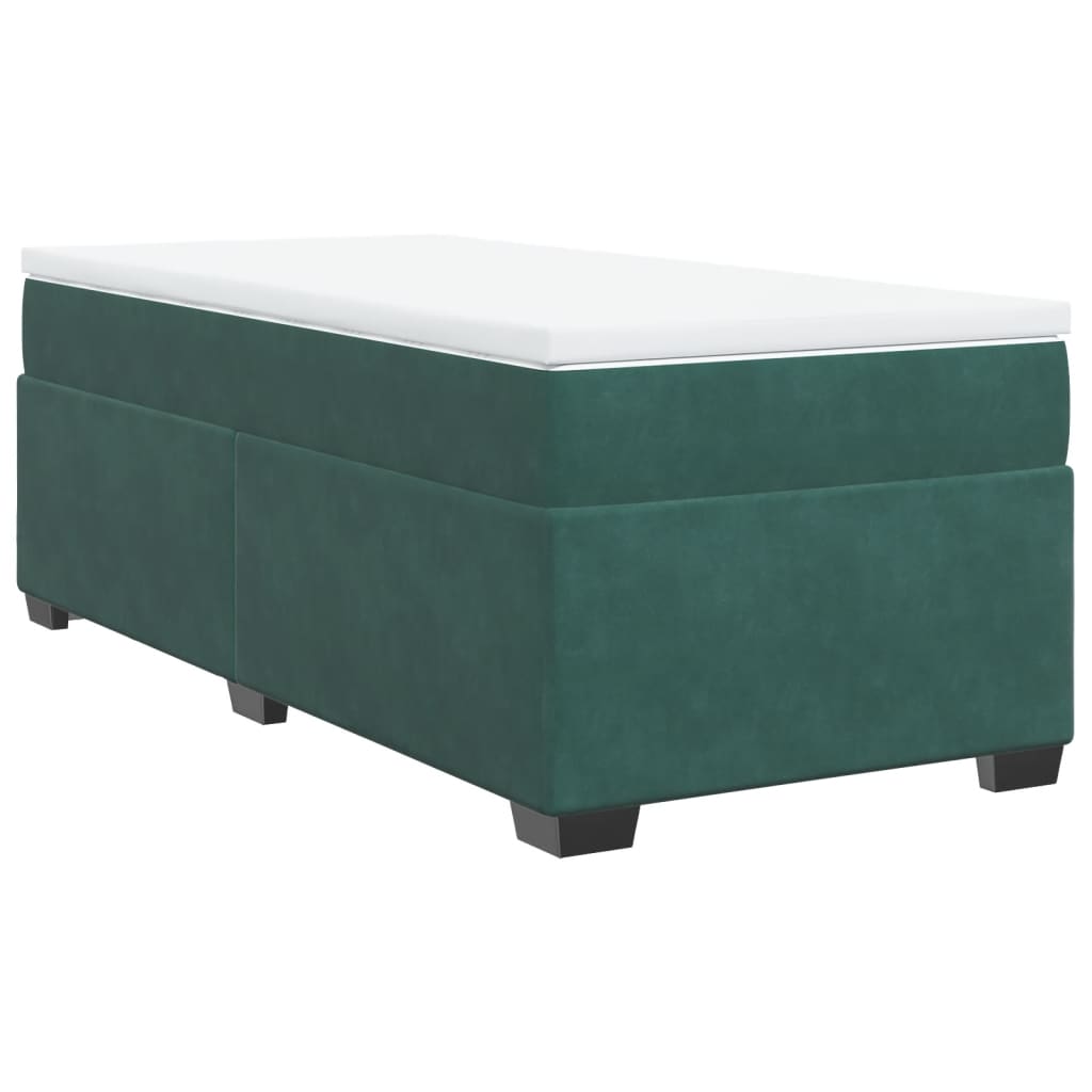 Boxspring met matras fluweel donkergroen 90x200 cm Bedden & bedframes | Creëer jouw Trendy Thuis | Gratis bezorgd & Retour | Trendy.nl