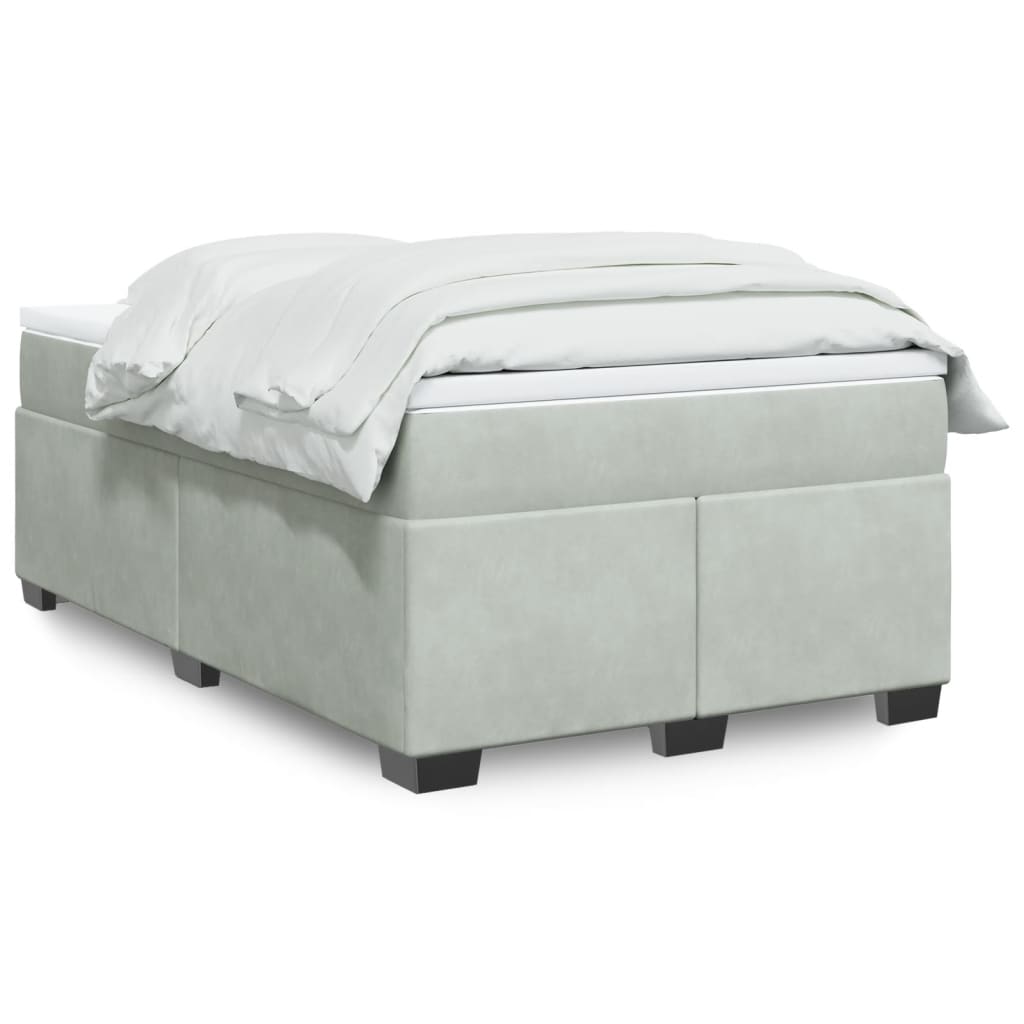 Boxspring met matras fluweel lichtgrijs 120x200 cm Bedden & bedframes | Creëer jouw Trendy Thuis | Gratis bezorgd & Retour | Trendy.nl