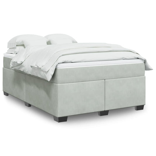 Boxspring met matras fluweel lichtgrijs 140x190 cm Bedden & bedframes | Creëer jouw Trendy Thuis | Gratis bezorgd & Retour | Trendy.nl