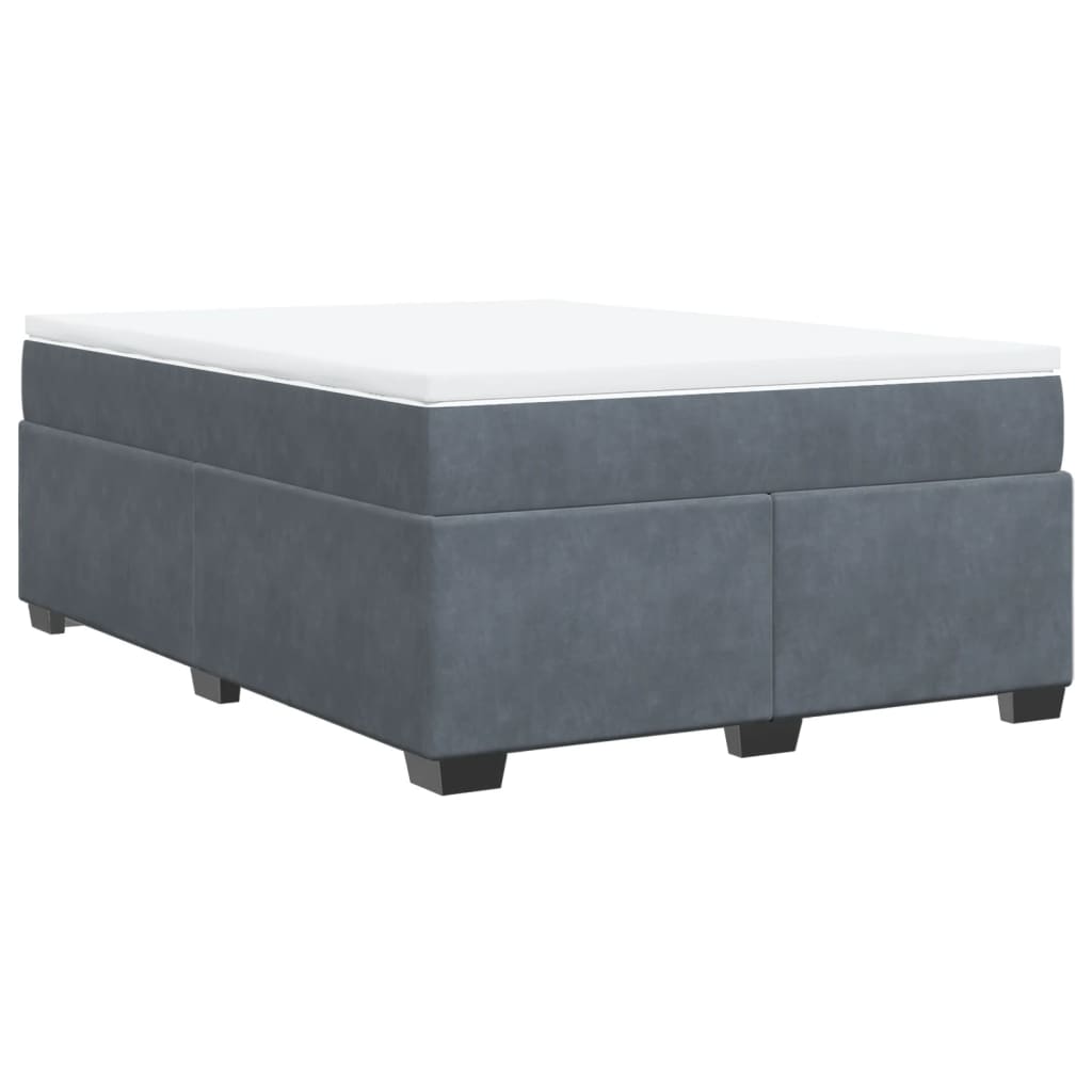 Boxspring met matras fluweel donkergrijs 140x190 cm Bedden & bedframes | Creëer jouw Trendy Thuis | Gratis bezorgd & Retour | Trendy.nl