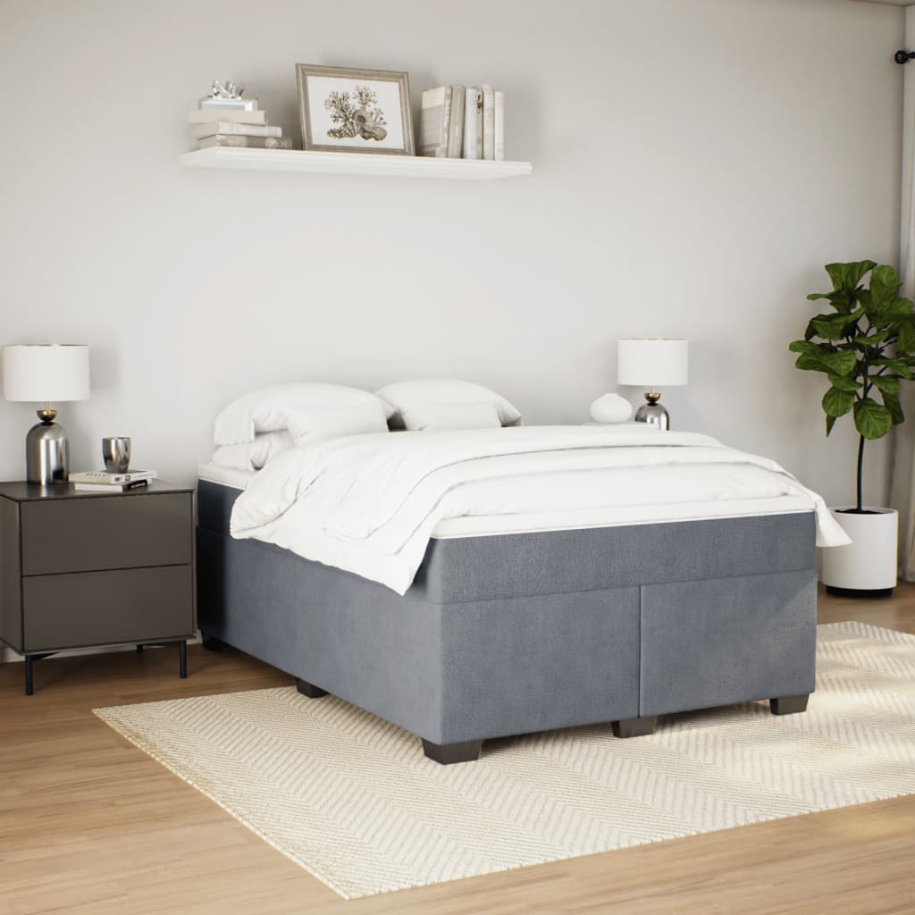 Boxspring met matras fluweel donkergrijs 140x190 cm Bedden & bedframes | Creëer jouw Trendy Thuis | Gratis bezorgd & Retour | Trendy.nl