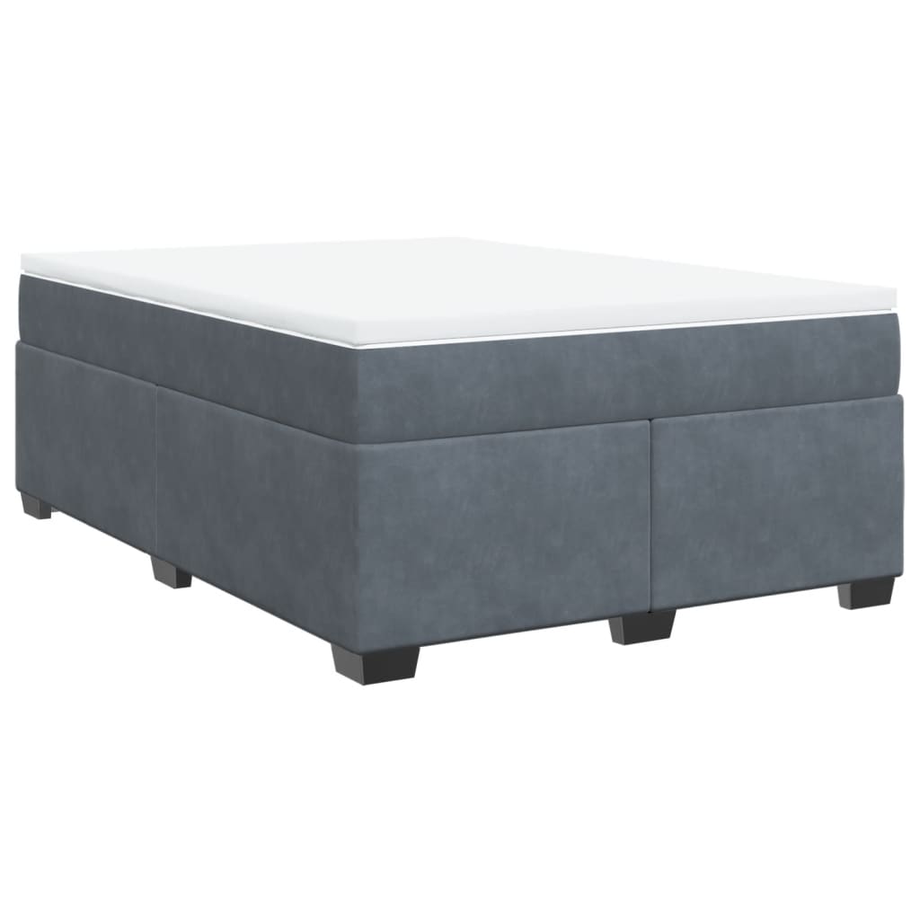 Boxspring met matras fluweel donkergrijs 140x190 cm Bedden & bedframes | Creëer jouw Trendy Thuis | Gratis bezorgd & Retour | Trendy.nl