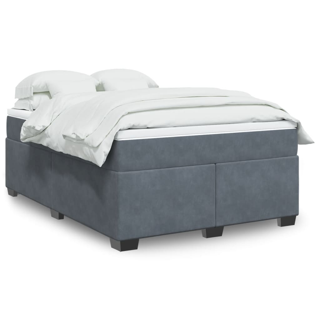 Boxspring met matras fluweel donkergrijs 140x190 cm Bedden & bedframes | Creëer jouw Trendy Thuis | Gratis bezorgd & Retour | Trendy.nl