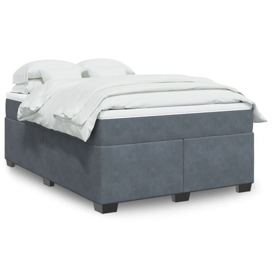 Boxspring met matras fluweel donkergrijs 140x190 cm Bedden & bedframes | Creëer jouw Trendy Thuis | Gratis bezorgd & Retour | Trendy.nl