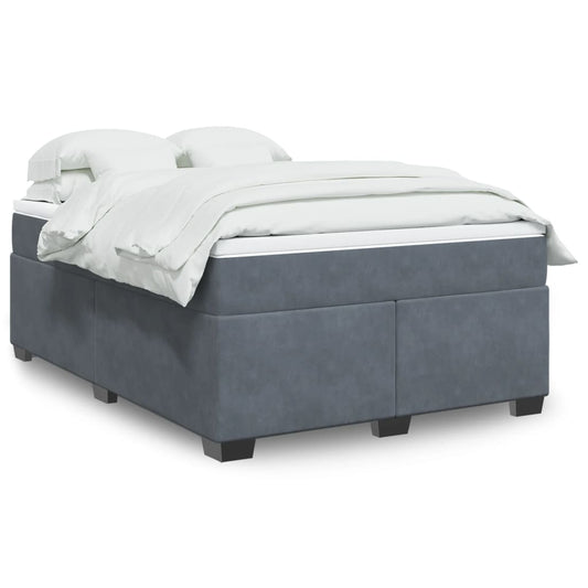 Boxspring met matras fluweel donkergrijs 140x200 cm Bedden & bedframes | Creëer jouw Trendy Thuis | Gratis bezorgd & Retour | Trendy.nl