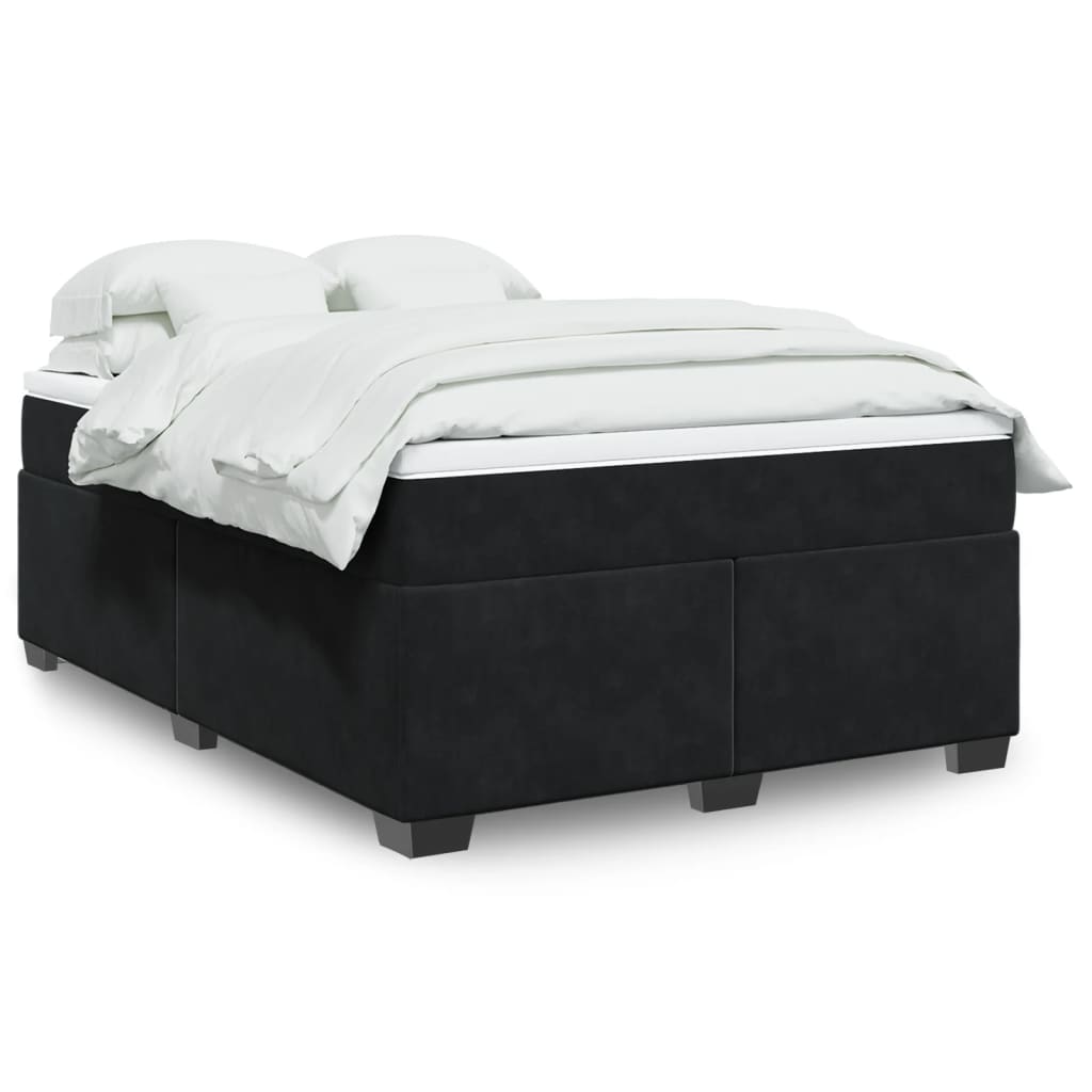 Boxspring met matras fluweel zwart 140x200 cm Bedden & bedframes | Creëer jouw Trendy Thuis | Gratis bezorgd & Retour | Trendy.nl