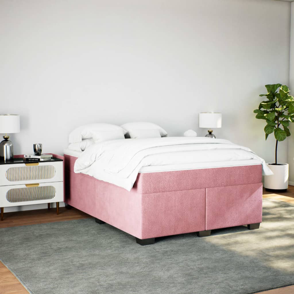 Boxspring met matras fluweel roze 140x200 cm Bedden & bedframes | Creëer jouw Trendy Thuis | Gratis bezorgd & Retour | Trendy.nl