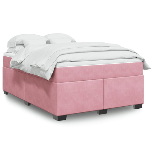 Boxspring met matras fluweel roze 140x200 cm Bedden & bedframes | Creëer jouw Trendy Thuis | Gratis bezorgd & Retour | Trendy.nl