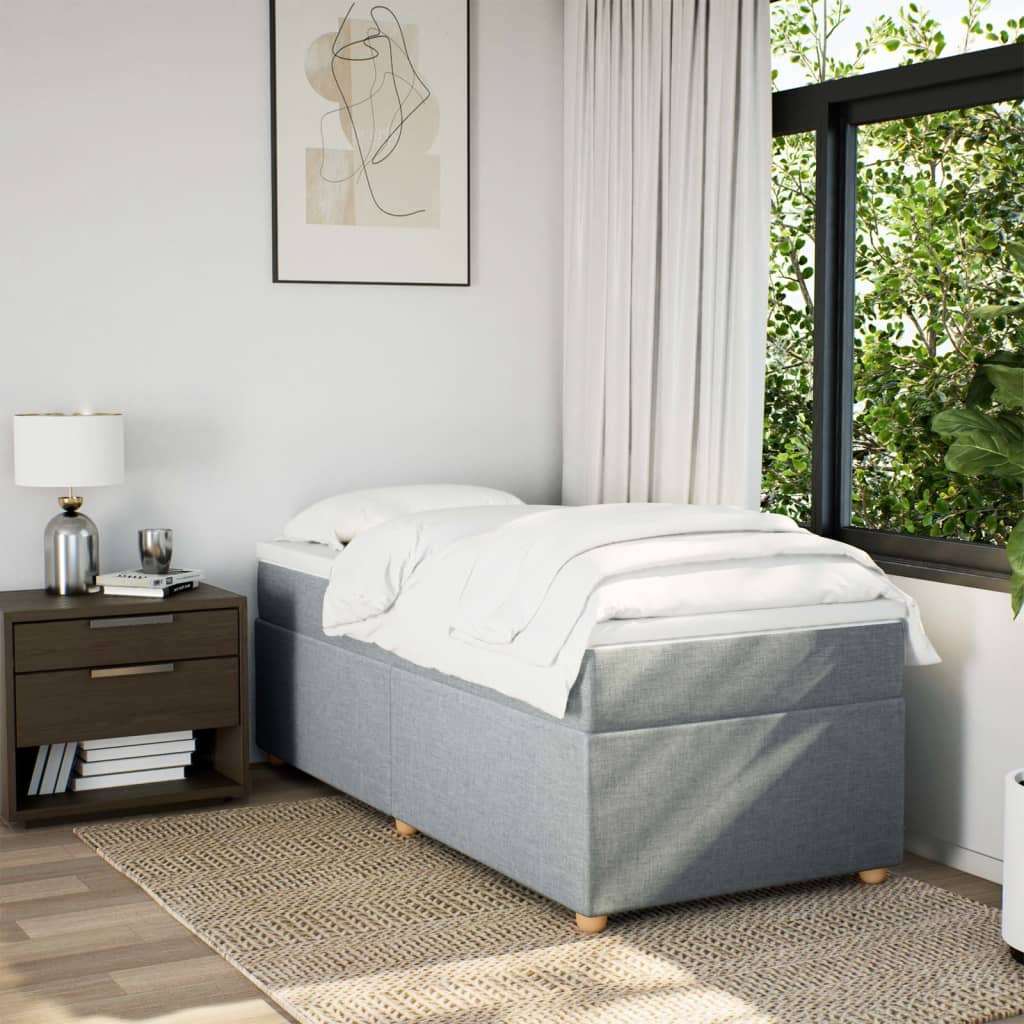 Boxspring met matras stof lichtgrijs 80x200 cm Bedden & bedframes | Creëer jouw Trendy Thuis | Gratis bezorgd & Retour | Trendy.nl