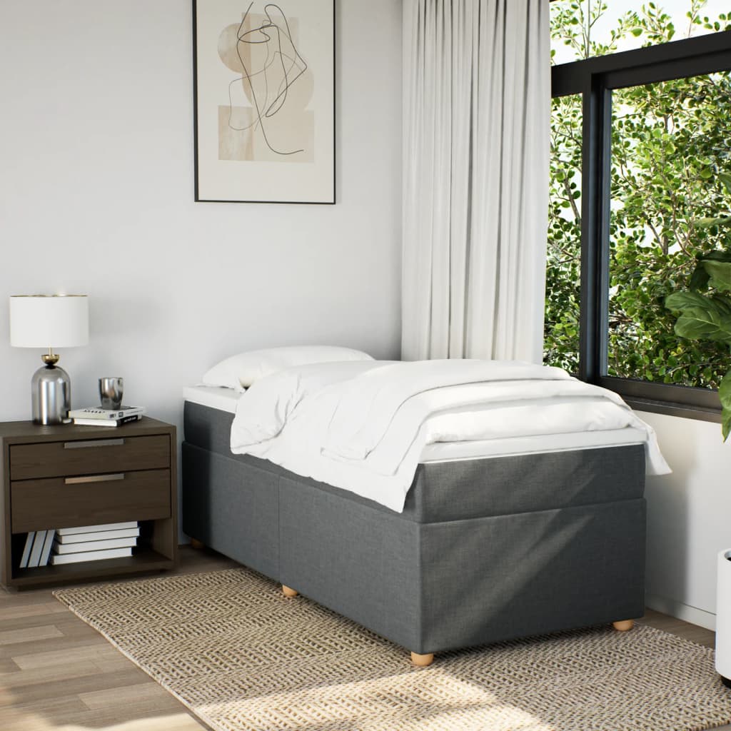 Boxspring met matras stof donkergrijs 90x190 cm Bedden & bedframes | Creëer jouw Trendy Thuis | Gratis bezorgd & Retour | Trendy.nl