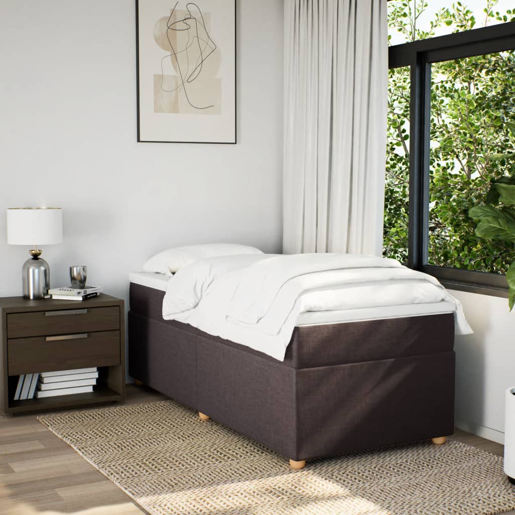 Boxspring met matras stof donkerbruin 90x190 cm Bedden & bedframes | Creëer jouw Trendy Thuis | Gratis bezorgd & Retour | Trendy.nl