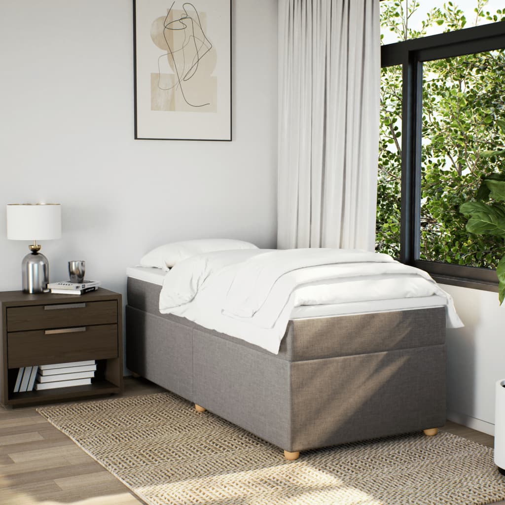 Boxspring met matras stof taupe 90x190 cm Bedden & bedframes | Creëer jouw Trendy Thuis | Gratis bezorgd & Retour | Trendy.nl