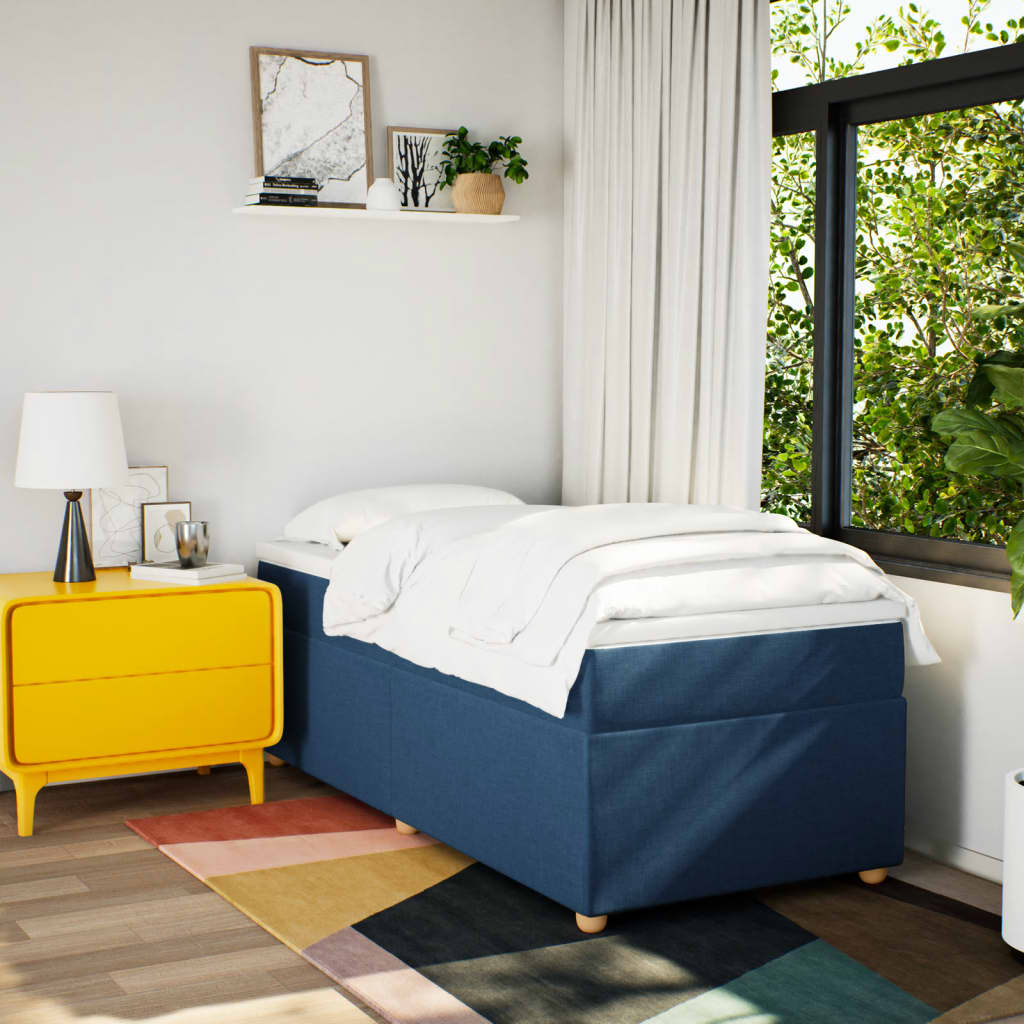 Boxspring met matras stof blauw 90x190 cm Bedden & bedframes | Creëer jouw Trendy Thuis | Gratis bezorgd & Retour | Trendy.nl