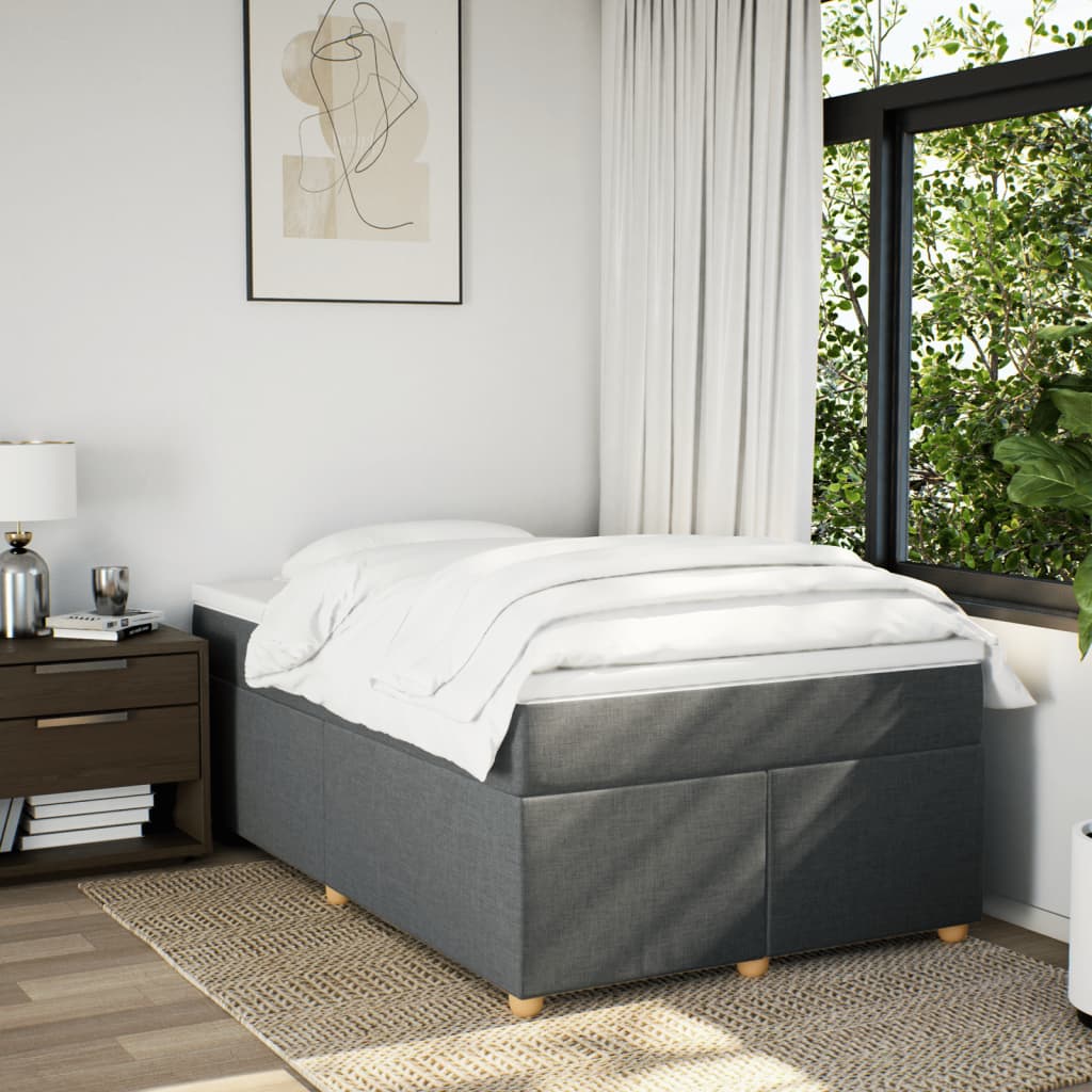 Boxspring met matras stof donkergrijs 120x200 cm Bedden & bedframes | Creëer jouw Trendy Thuis | Gratis bezorgd & Retour | Trendy.nl