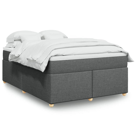 Boxspring met matras stof donkergrijs 140x190 cm Bedden & bedframes | Creëer jouw Trendy Thuis | Gratis bezorgd & Retour | Trendy.nl