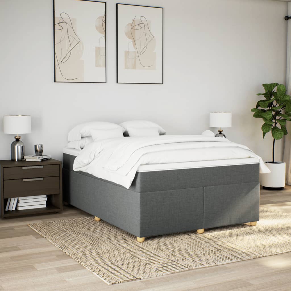 Boxspring met matras stof donkergrijs 140x200 cm Bedden & bedframes | Creëer jouw Trendy Thuis | Gratis bezorgd & Retour | Trendy.nl