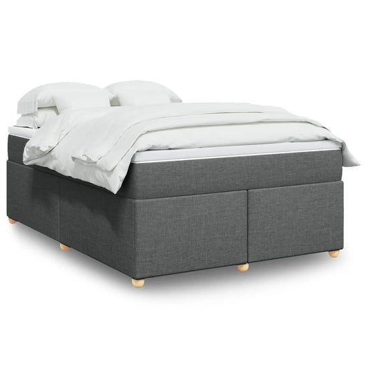 Boxspring met matras stof donkergrijs 140x200 cm Bedden & bedframes | Creëer jouw Trendy Thuis | Gratis bezorgd & Retour | Trendy.nl