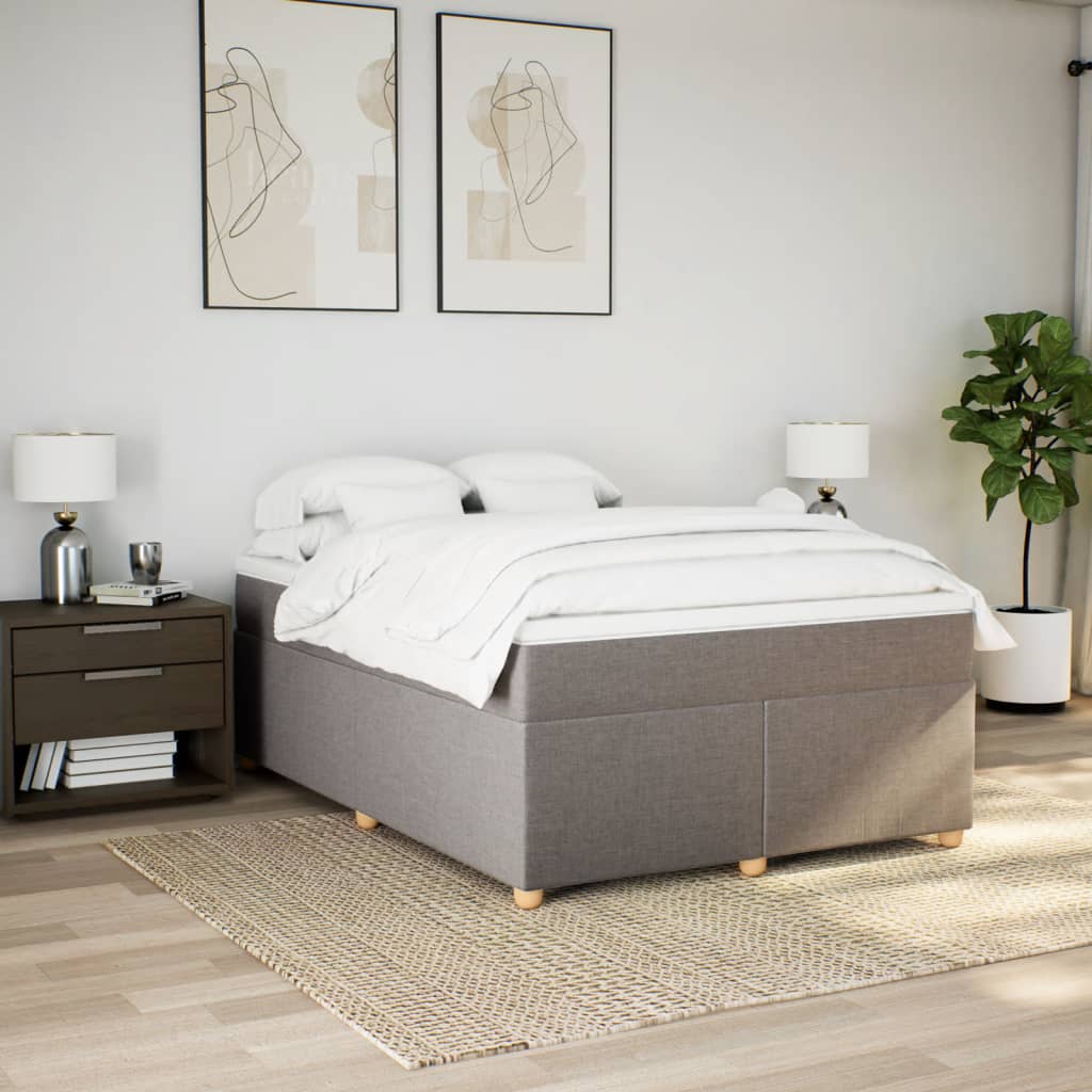 Boxspring met matras stof taupe 140x200 cm Bedden & bedframes | Creëer jouw Trendy Thuis | Gratis bezorgd & Retour | Trendy.nl