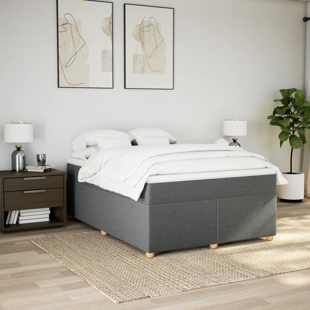 Boxspring met matras stof donkergrijs 160x200 cm Bedden & bedframes | Creëer jouw Trendy Thuis | Gratis bezorgd & Retour | Trendy.nl