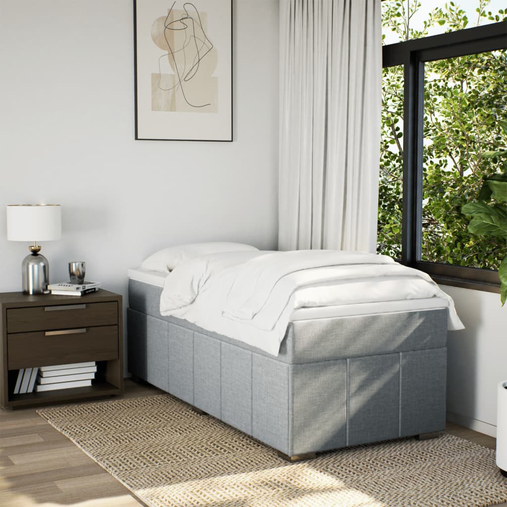 Boxspring met matras stof lichtgrijs 80x200 cm Bedden & bedframes | Creëer jouw Trendy Thuis | Gratis bezorgd & Retour | Trendy.nl