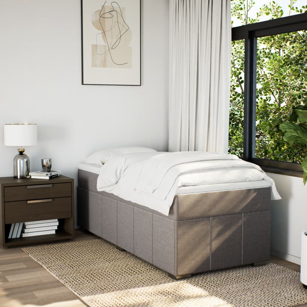 Boxspring met matras stof taupe 90x190 cm Bedden & bedframes | Creëer jouw Trendy Thuis | Gratis bezorgd & Retour | Trendy.nl