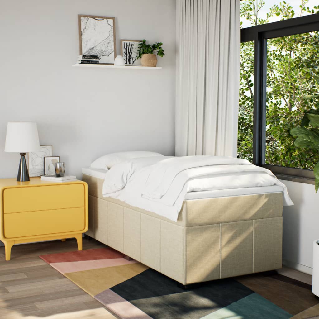 Boxspring met matras stof crèmekleurig 90x190 cm Bedden & bedframes | Creëer jouw Trendy Thuis | Gratis bezorgd & Retour | Trendy.nl