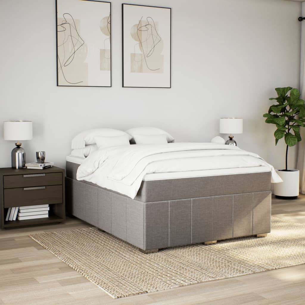 Boxspring met matras stof taupe 160x200 cm Bedden & bedframes | Creëer jouw Trendy Thuis | Gratis bezorgd & Retour | Trendy.nl