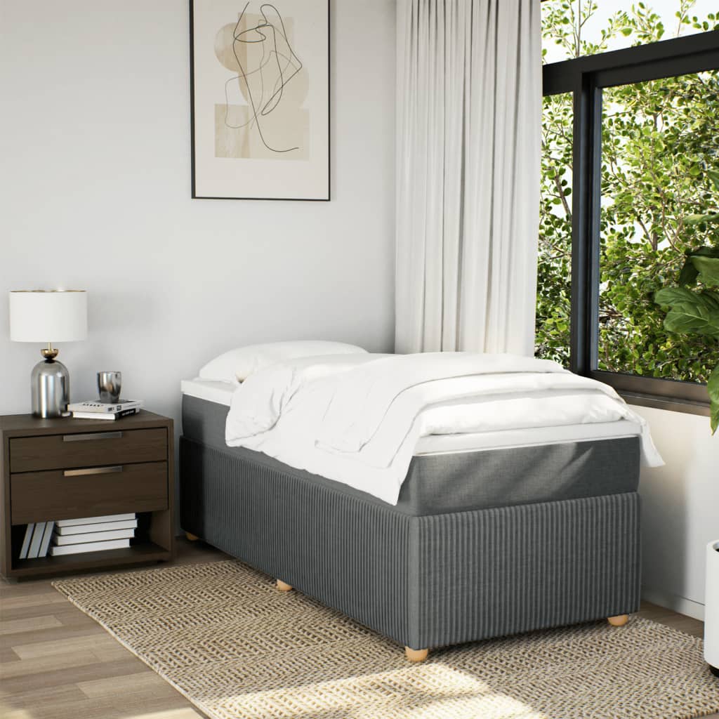 Boxspring met matras stof donkergrijs 80x200 cm Bedden & bedframes | Creëer jouw Trendy Thuis | Gratis bezorgd & Retour | Trendy.nl