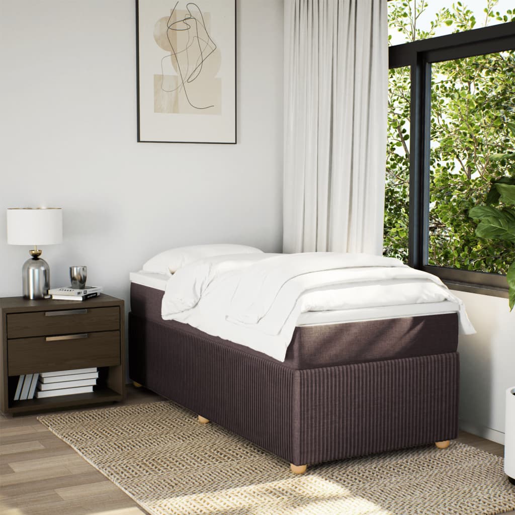 Boxspring met matras stof donkerbruin 90x190 cm Bedden & bedframes | Creëer jouw Trendy Thuis | Gratis bezorgd & Retour | Trendy.nl