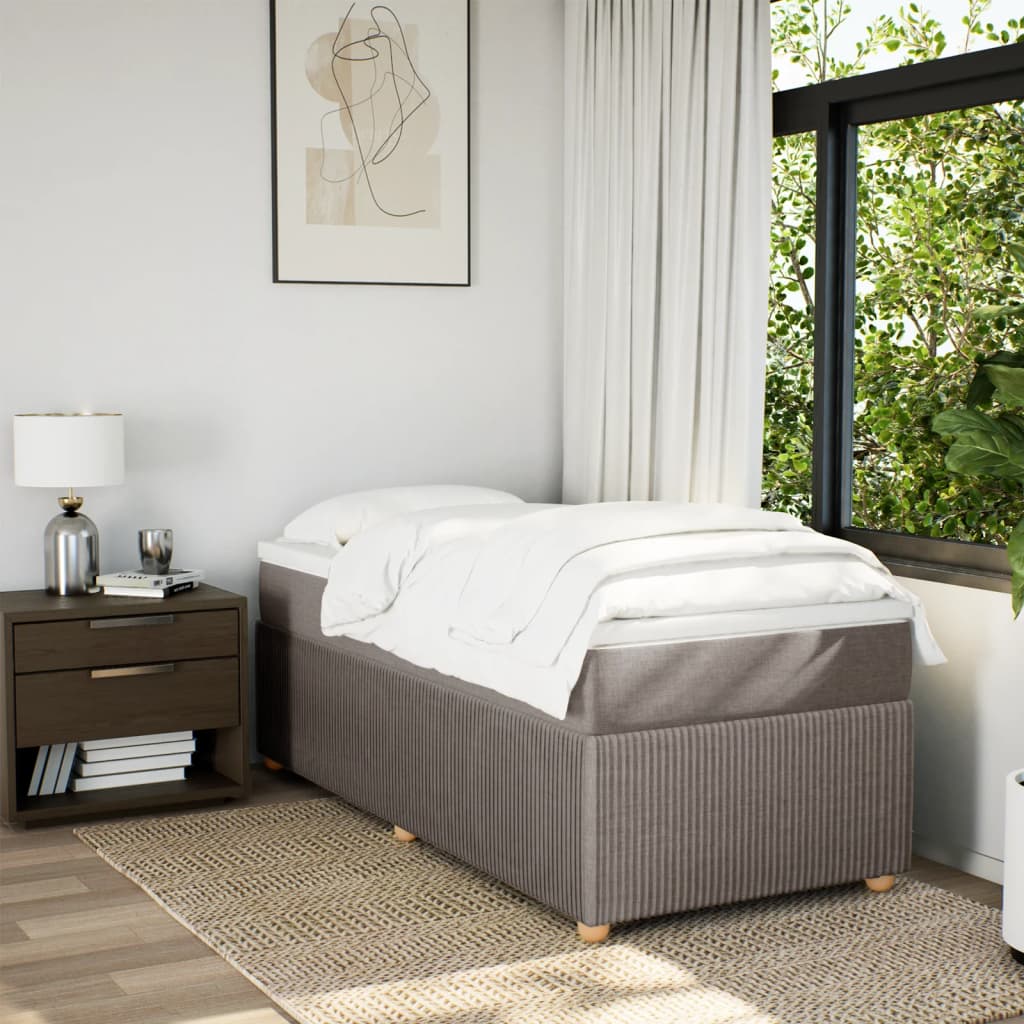 Boxspring met matras stof taupe 90x190 cm Bedden & bedframes | Creëer jouw Trendy Thuis | Gratis bezorgd & Retour | Trendy.nl