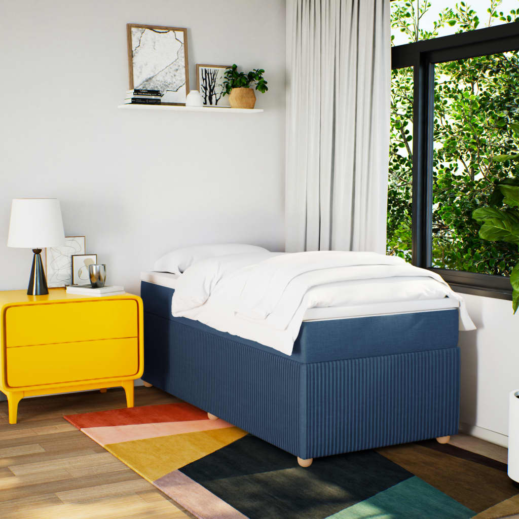 Boxspring met matras stof blauw 90x190 cm Bedden & bedframes | Creëer jouw Trendy Thuis | Gratis bezorgd & Retour | Trendy.nl