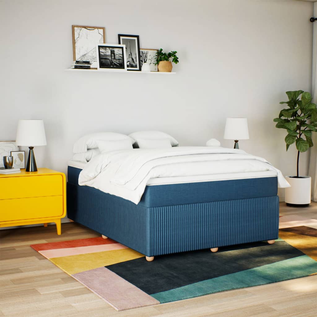 Boxspring met matras stof blauw 160x200 cm Bedden & bedframes | Creëer jouw Trendy Thuis | Gratis bezorgd & Retour | Trendy.nl