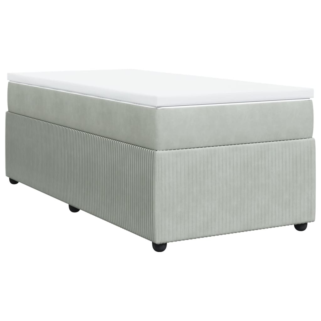 Boxspring met matras fluweel lichtgrijs 80x200 cm Bedden & bedframes | Creëer jouw Trendy Thuis | Gratis bezorgd & Retour | Trendy.nl