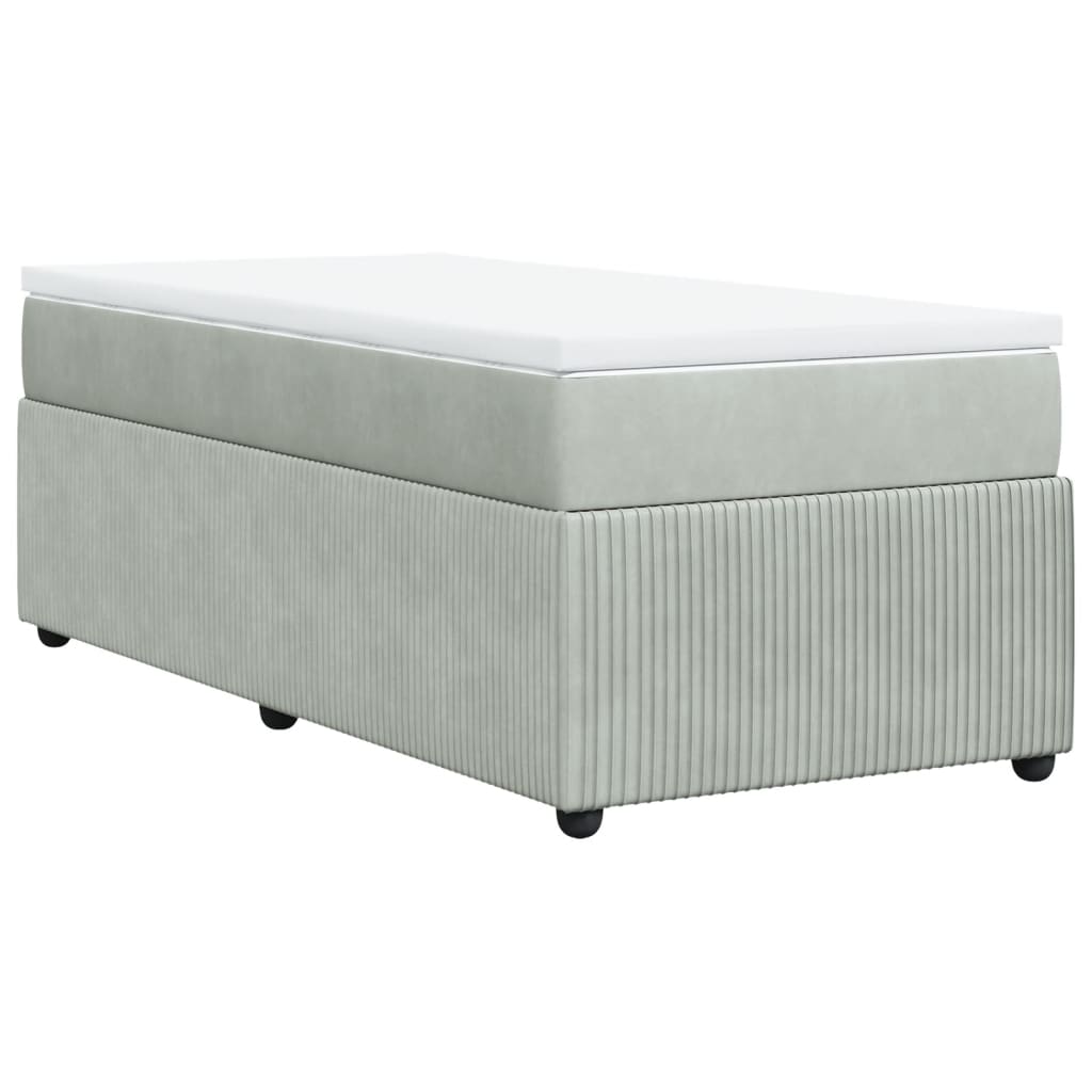 Boxspring met matras fluweel lichtgrijs 80x200 cm Bedden & bedframes | Creëer jouw Trendy Thuis | Gratis bezorgd & Retour | Trendy.nl