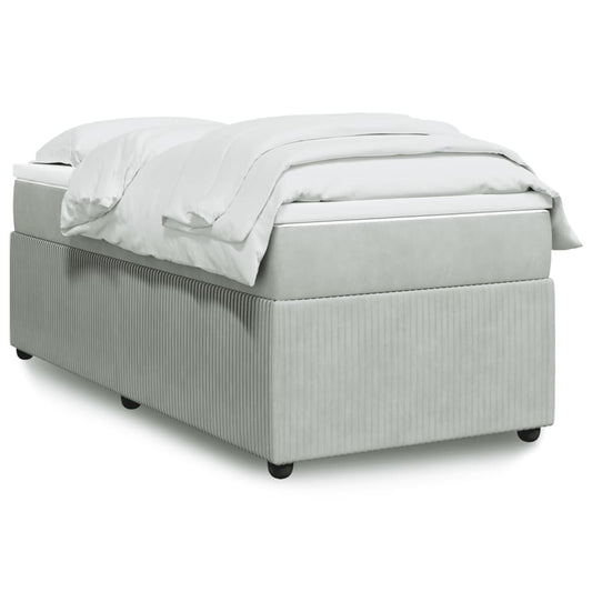 Boxspring met matras fluweel lichtgrijs 80x200 cm Bedden & bedframes | Creëer jouw Trendy Thuis | Gratis bezorgd & Retour | Trendy.nl