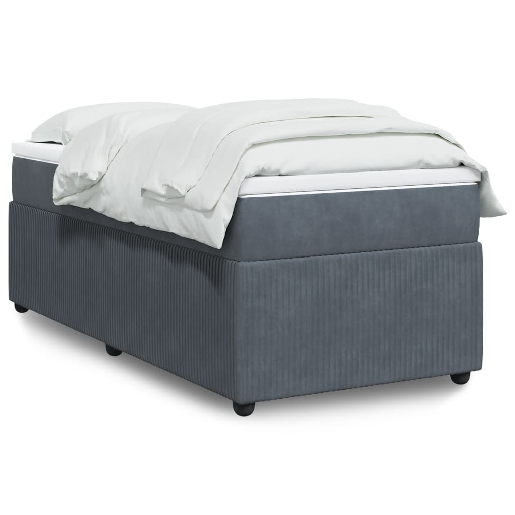 Boxspring met matras fluweel donkergrijs 80x200 cm Bedden & bedframes | Creëer jouw Trendy Thuis | Gratis bezorgd & Retour | Trendy.nl