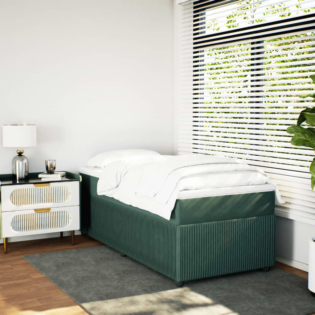 Boxspring met matras fluweel donkergroen 80x200 cm Bedden & bedframes | Creëer jouw Trendy Thuis | Gratis bezorgd & Retour | Trendy.nl