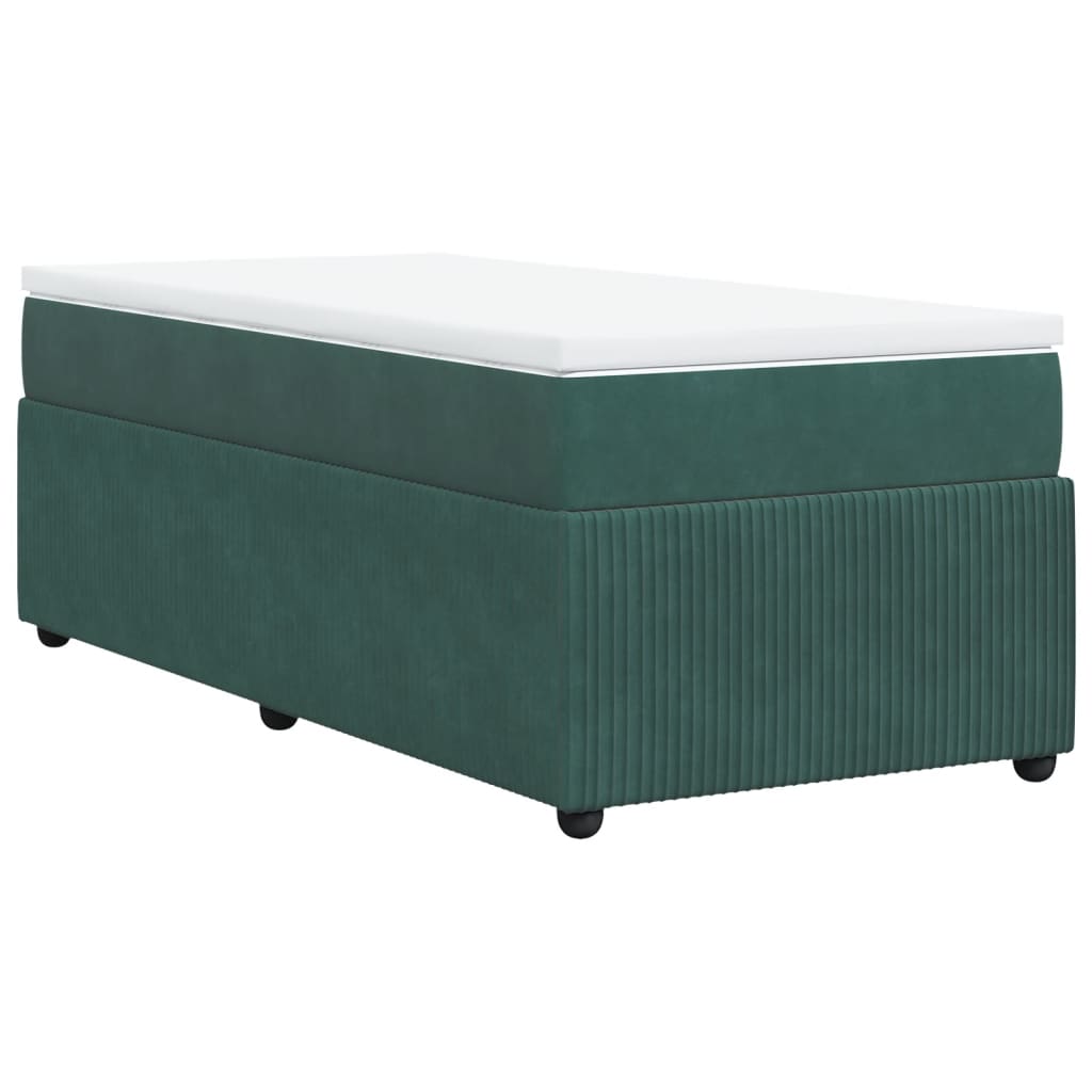 Boxspring met matras fluweel donkergroen 80x200 cm Bedden & bedframes | Creëer jouw Trendy Thuis | Gratis bezorgd & Retour | Trendy.nl