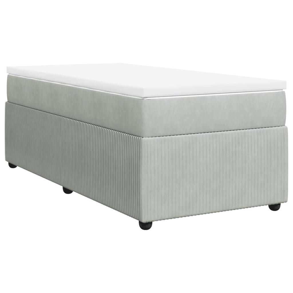 Boxspring met matras fluweel lichtgrijs 90x190 cm Bedden & bedframes | Creëer jouw Trendy Thuis | Gratis bezorgd & Retour | Trendy.nl