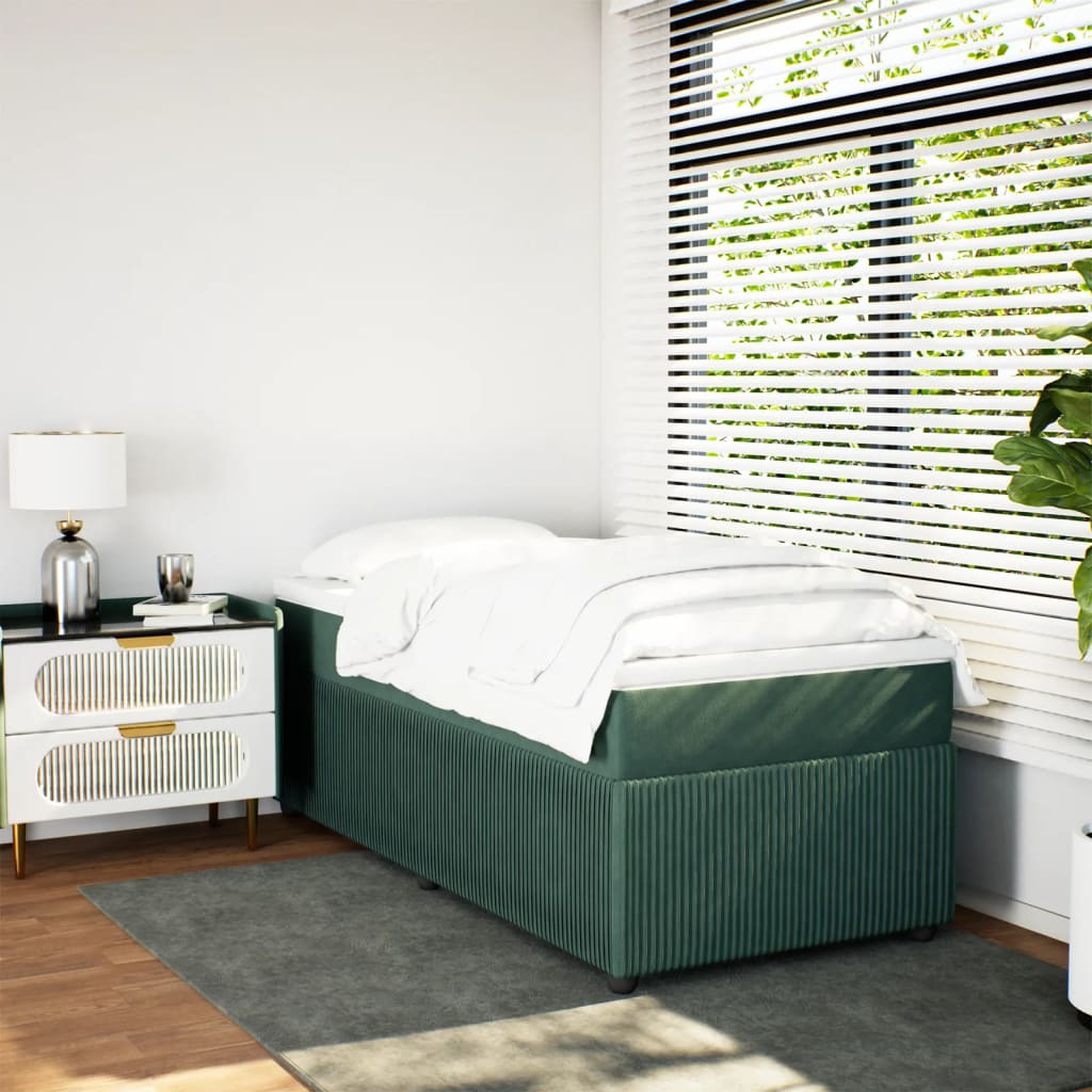 Boxspring met matras fluweel donkergroen 90x190 cm Bedden & bedframes | Creëer jouw Trendy Thuis | Gratis bezorgd & Retour | Trendy.nl