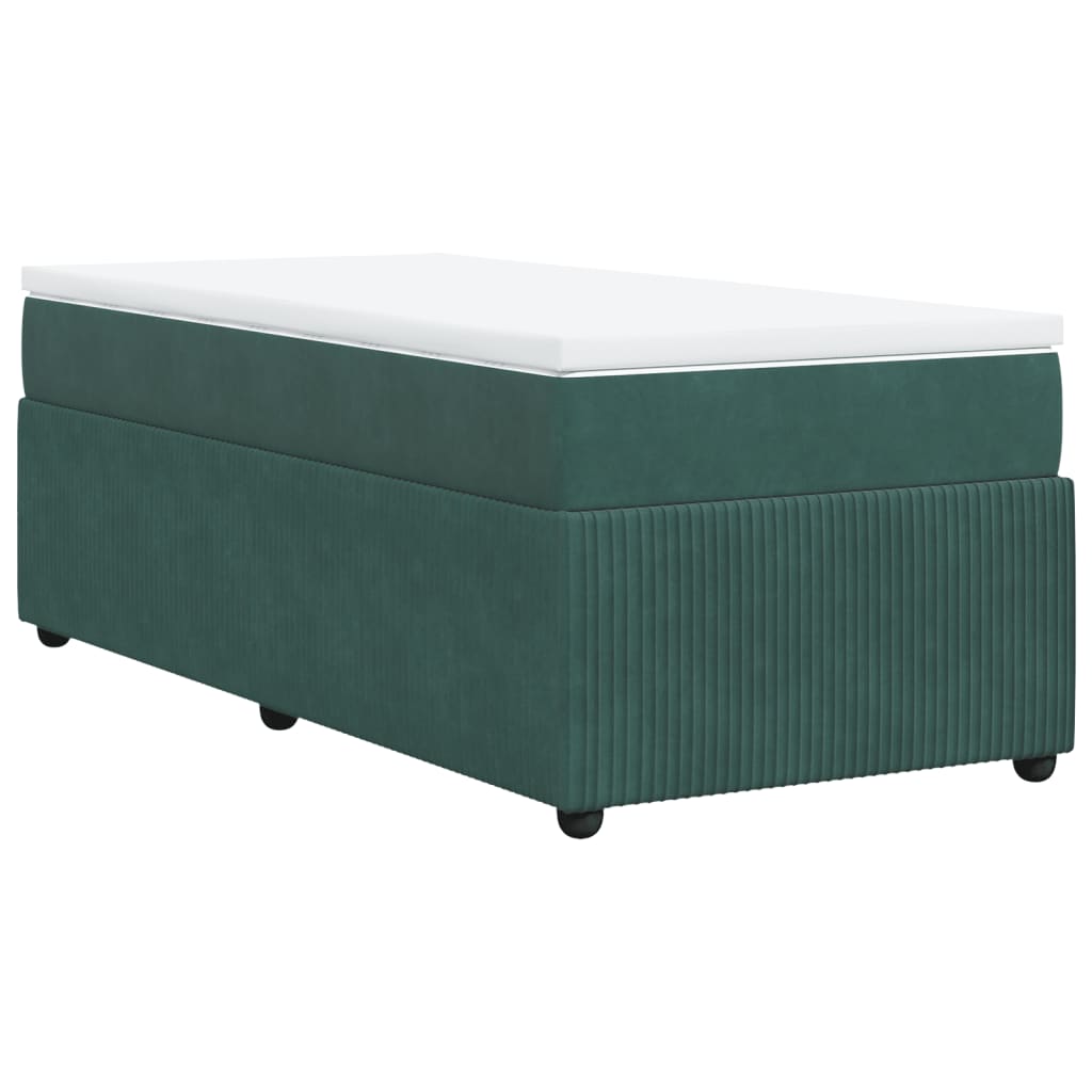 Boxspring met matras fluweel donkergroen 90x190 cm Bedden & bedframes | Creëer jouw Trendy Thuis | Gratis bezorgd & Retour | Trendy.nl