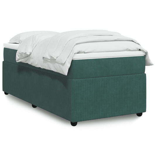 Boxspring met matras fluweel donkergroen 90x190 cm Bedden & bedframes | Creëer jouw Trendy Thuis | Gratis bezorgd & Retour | Trendy.nl