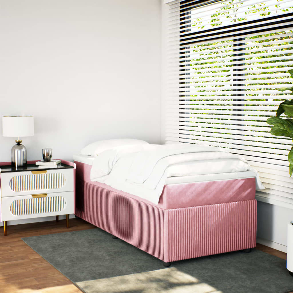 Boxspring met matras fluweel roze 90x190 cm Bedden & bedframes | Creëer jouw Trendy Thuis | Gratis bezorgd & Retour | Trendy.nl