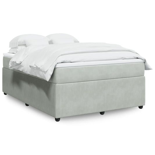 Boxspring met matras fluweel lichtgrijs 140x190 cm Bedden & bedframes | Creëer jouw Trendy Thuis | Gratis bezorgd & Retour | Trendy.nl