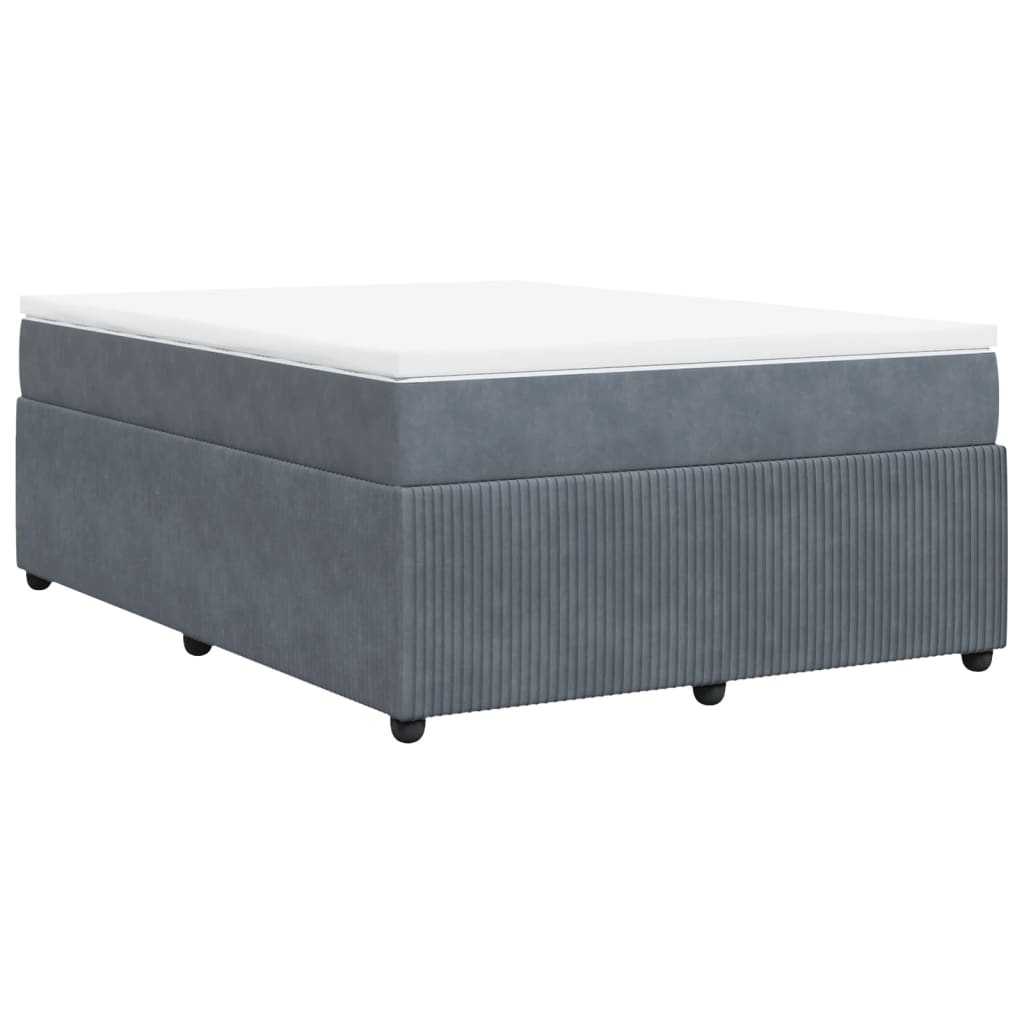 Boxspring met matras fluweel donkergrijs 140x190 cm Bedden & bedframes | Creëer jouw Trendy Thuis | Gratis bezorgd & Retour | Trendy.nl