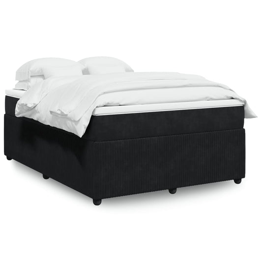 Boxspring met matras fluweel zwart 140x190 cm Bedden & bedframes | Creëer jouw Trendy Thuis | Gratis bezorgd & Retour | Trendy.nl