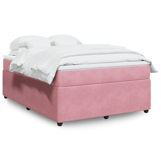 Boxspring met matras fluweel roze 140x190 cm Bedden & bedframes | Creëer jouw Trendy Thuis | Gratis bezorgd & Retour | Trendy.nl