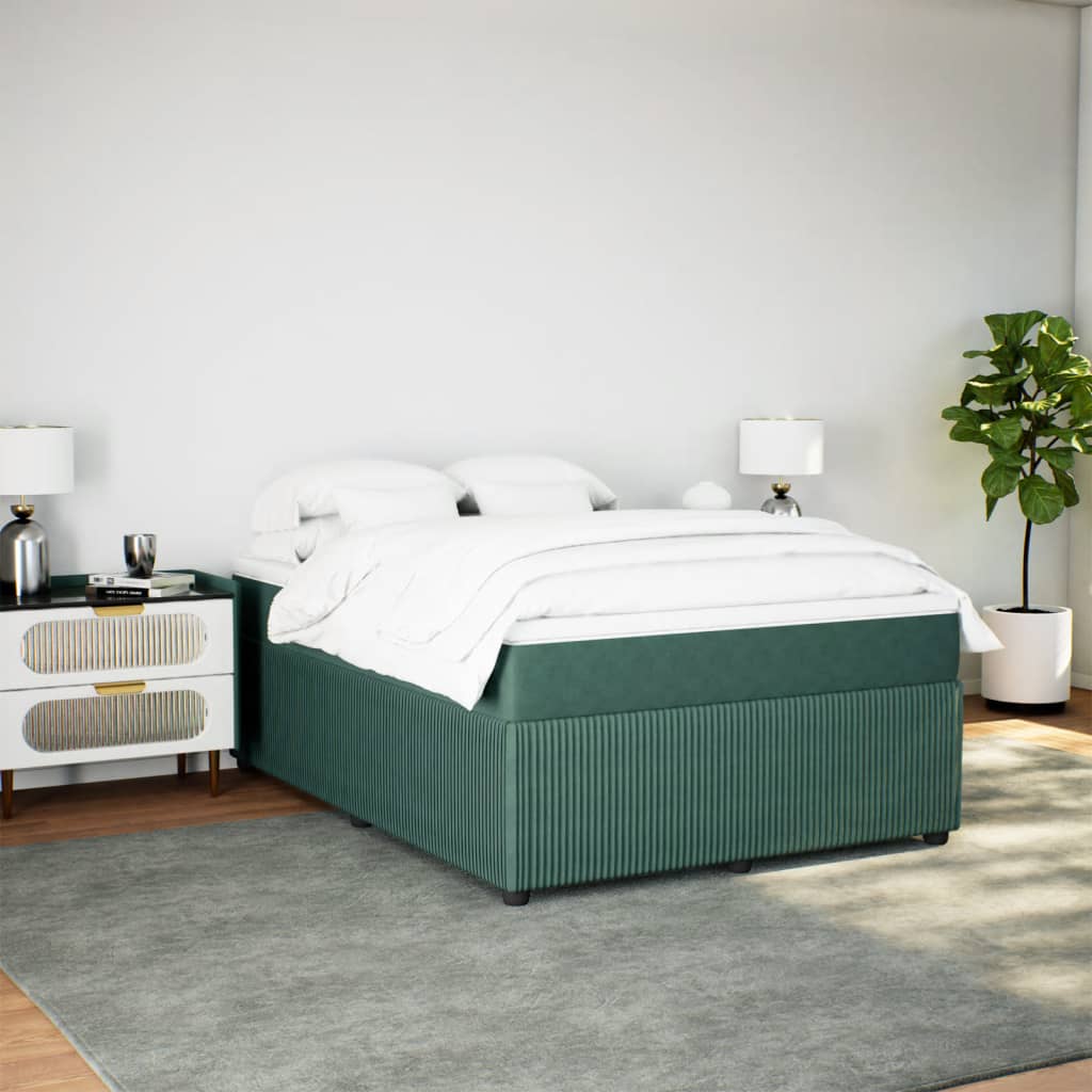 Boxspring met matras fluweel donkergroen 140x200 cm Bedden & bedframes | Creëer jouw Trendy Thuis | Gratis bezorgd & Retour | Trendy.nl